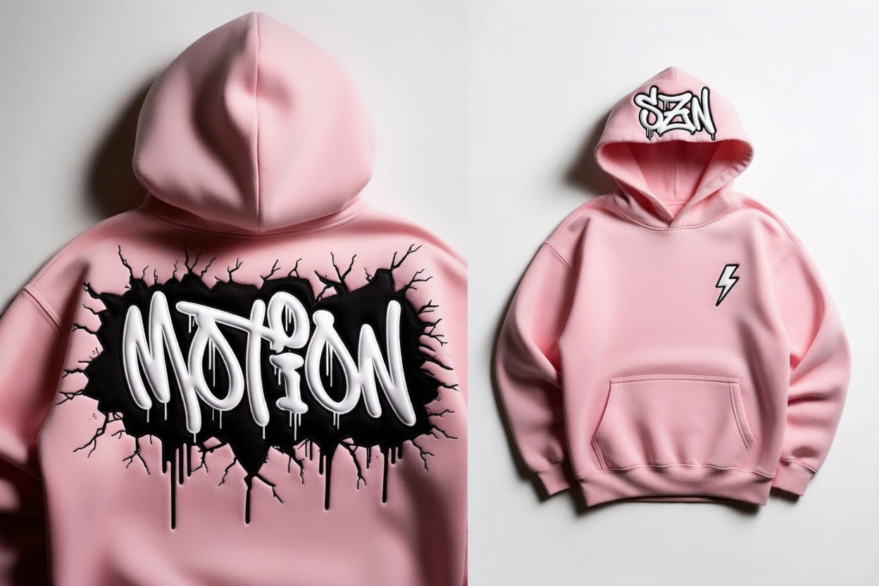 MOTION SZN Dripped Oversized Hoodie - Bubblegum Pink