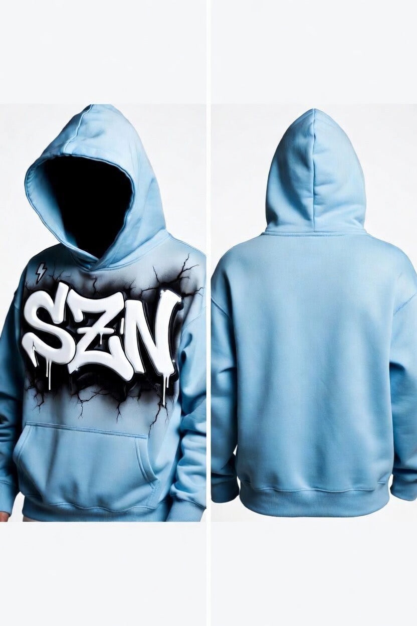MOTION SZN Dripped Oversized Hoodie - Light Blue