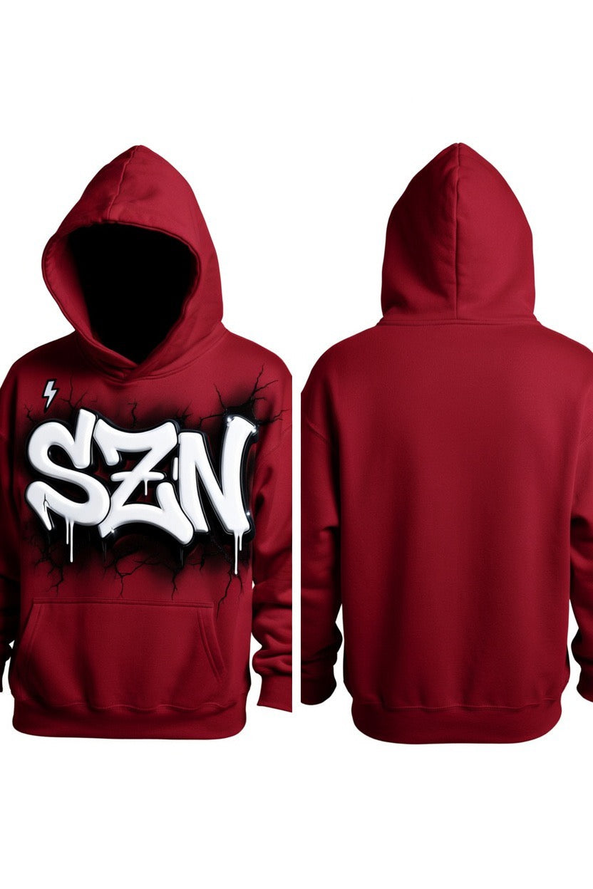 MOTION SZN Dripped Oversized Hoodie - Burgundy